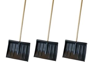 SARRAH 3x Shovel 1.2m Snow Pusher Scooper Mucking Out Garden Car Spade Winter Metal 120cm Steel Digging Building Patio Durable Strong Heavy Duty