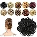 FESHFEN Messy Hair Scrunchies Hair Bun Extensions Curly Wavy Hair Pieces For Women Updo Ponytail Hair Extensions Hair Donut Hair Chignons Hair Accessories - A01 Jet Black Scrunchie