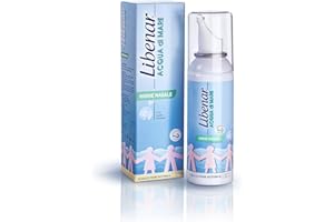 Libenar Spray per Igiene Nasale, Soluzione Isotonica con Acqua di Mare per Adulti, Bambini e Neonati, Adatto per l'igiene quotidiana del naso, Punta Morbida, Getto Delicato, 100 ml