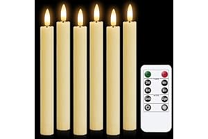 Hengrongshen 6 Piezas Velas Led de Palo, 25 CM Velas Led Efecto Llama con Función de Temporizador & Parpadeo, Velas Pilas Led para Decoracion Halloween, Interiores (Pilas No Incluidas)