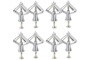 HEUSKAY Juego de 50 tacos y tornillos para placas de yeso y tornillos de montaje en pared, tubo de expansión de plástico con tornillos de cabeza avellanada para pared hueca de paneles de yeso huecos, soportes