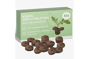 YAYAGO Kokos Quelltabletten mit Nährstoffen I Torffreie Quelltabletten 40 Stück I Gepresste Kokoserde für Pflanzenanzucht I Anzuchttabletten für Aussaat von Gemüse Blumen & Zimmerpflanzen (40 Stück)