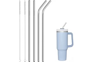 YEENANO Słomki do kubka Stanley, 4 słomki ze stali nierdzewnej, słomki Stanley, metalowe słomki, słomka ze stali nierdzewnej zawiera 2 proste słomki rurowe i 2 słomki łokciowe, do kubka Stanley 1,134 g z 2