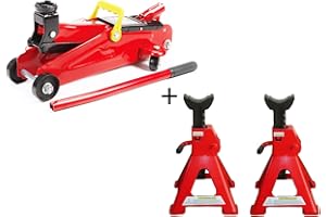JOMAFA Juego DE 2 CABALLETES/BORRIQUETAS 3 TONELADAS Y Gato Carretilla DE Taller 2 TONELADAS para Subir Coche