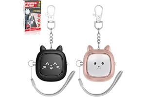 EARGRACE Personal Alarm, 2 Pack 130 dB Reusable Loud Siren Song Emergency Self-Defense Security Alarm Keychain with LED Light, Small Personal Sound Safety Alarm for Women, Men, Kids, Elderly(Black/Rose Gold))