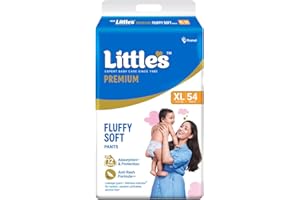 Little's Premium Baby Diapers XL Size (Extra Large) Pants Style | 12-17 kg | 54 Count | Super Jumbo FluffySoft Baby Diaper with Leakage Guard, Wetness Indicator & 12 Hours Absorption