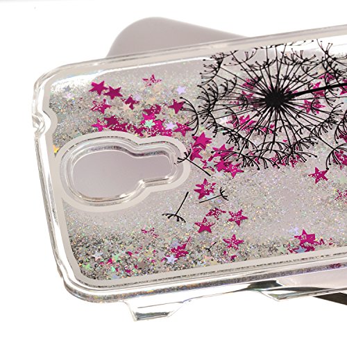 Für Samsung Galaxy S4 Hülle,Für Samsung Galaxy S4 Flüssigkeit Handyhülle,Funyye Luxus Luxuriös [Bunten Muster] Liebe Herzen Star Fließt Treibsand Durchsichtige Handytasche Glänzend Glitzer Diamond Diamant Fließen Flüssig Flüssigkeit Handyhülle Handy Hülle Case Tasche Crystal Case Durchsichtig Schutzhülle Etui Bumper Für Samsung Galaxy S4 + 1 x Frei Displayschutzfolie – Silber Glitter,Liebhaber Löwenzahn - 4
