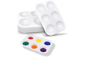 HIQU AND HIST 8 Stück Mischpalette Kunststoff Palette, Rechteckige Weiß Farbtablett, 6 Wells Aquarellpalette Malpalette für Künstler Wasserfarben Öl Acryl Malerei | 8.6 x 12.8cm