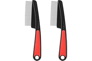 Edelstahl LäUsekämme Gjinxi 2 Stk Nissenkamm Professioneller Läusekamm mit Silikongriff Extra Fein Entfernt Sicher Läuse Feinzahnkamm Schuppenkamm für Erwachsene Haustier Und Teenager(Schwarz Rot)