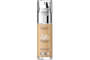 L'ORÉAL PARIS Base de maquillaje líquida L'Oreal Paris True Match, cuidado de la piel con infusión de hialurónico