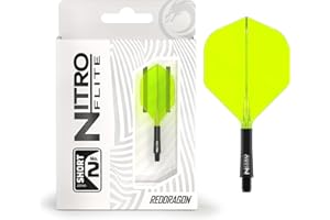 RED DRAGON Darts – Nitro Flite Système intégré de vol et d'arbre – No.2 Forme et design - Disponible en Court, intermédiaire et moyen - Variété de couleurs - Accessoires de fléchettes professionnelles