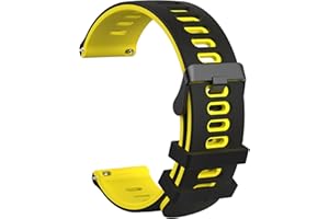 Mugust Bicolore Bracelets de Montre,Caoutchouc Silicone,Libération Rapide, Bandes de Rechange pour Homme et Femme, Boucle en Acier Inoxydable,20mm 22mm