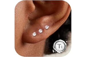 Diamday 3pcs G23 Titanio Piercing Nariz Tragus Helix Piercings 16G 18G 20G Oreja Labio Piercings Hipoalergénico Tragus Helix Conch Rook Pendientes Piercing Labret Nariz Studs para Mujeres Hombres