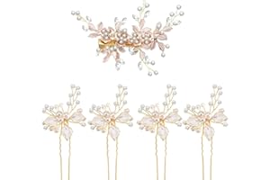 QIWENR 5Pcs Vigne Bandeau Argent Cheveux De Mariage Vigne Fleur,Vigne MariéE Perle Bandeau De Mariage Cheveux De Mariage Vigne Fleur,Casque De MariéE Argent Perle Fleur De Mariage Cheveux