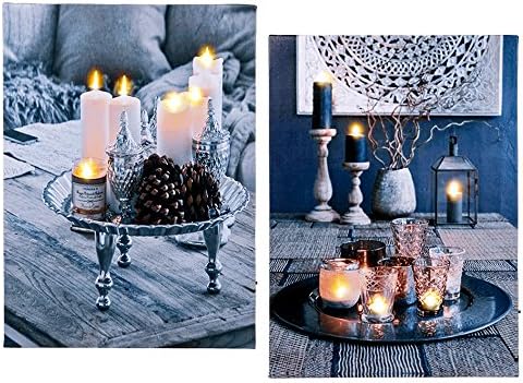 2 x Beautiful Matching Wall Canvas Pictures With Led Lights For Home Decoration (30x40 Cm) REF001