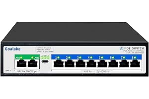 Goalake Switch Poe a 8 Porte, Switch Ethernet Gestito Tramite Cloud, Switch PoE+ a 10 Porte da 120W, 802.3af/at, APP Easy Smart Managed, Rilevamento Cloud, Vlan, Riavvio Cloud, Cloud Ultra-remoto 250m