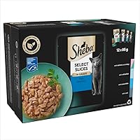 Sheba Select Slices in Gravy – Fish Collection – Wet cat food pouches for adult cats – 12 x 85g pack