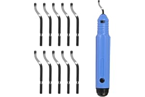 JUUPINE manual deburrer (with 10 replacement blades) with 360° rotating blade head, suitable for wood, clay, plastic (can be used for 3D printing), metal, stainless steel