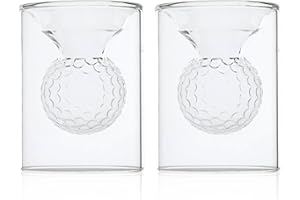 Xiuyer 2 PCS Verre a Shooter Verres à Liqueur Verre a Rhum à Shot a Vodka a Whisky Personnalisable Double Paroi 40ml Livré avec cuillère pour les garçons et les filles(Golf)