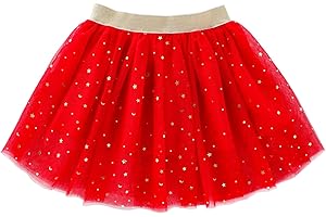 Adigau Fille Jupe Tutu à Paillettes Étoile Jupes Tulle Enfant 3 Couches Jupe Princesse Taille Elastique Fête Anniversaire