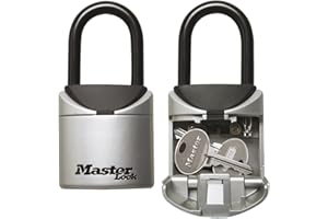 Master Lock Mini przenośny sejf na klucze [rozmiar XS] [na zewnątrz] - 5406EURD - pudełko na klucze z szeklą, szary, Aktualna wersja