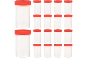 POPETPOP 25 Pièces 60Ml Échantillons en Plastique Tasse avec Couvercle en Plastique Tasses Urine Récipient Contenant' échantillon sans Étiquette pour Laboratoire Usage Médical