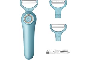 SUNHAIXIA Fitdays Éplucheur Électrique Orbital Sans Fil | 3 Lames Inox Multifonctions (Pommes/Carottes) | Type-C Rechargeable & Léger | Sécurité Auto-Arrêt | Pour Cuisine/Camping (Bleu)