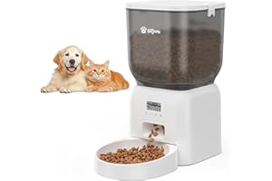 OLFJURK Distributeur Croquettes Chat Automatique Intelligent de 4L avec écran LCD, Gamelle Chat Automatique sac Déshydratant, Distributeur Croquette Chien, 1 à 6 repas par Jour, Double Alimentation,Pet Feeder