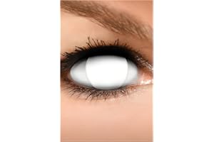 FUNZERA Lentes de contacto BLIND WHITE de color Halloween, lentilla de motivo blanco, 1 par, un solo uso sin receta