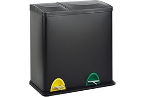 SVITA TC2Combo35 Mülleimer 35Liter kombiniert 12L+23L doppelt Abfalleimer Küchen-Eimer 2er- Mülltrennung Treteimer Schwarz