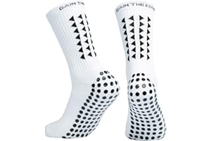 Gain The Edge Men Grip Socks - Anti-Slip Socks for Soccer Football Basketball Yoga Running Trekking - With Anti-Blister Pads