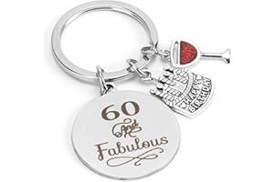 Hightopup Keyring 60th birthday gifts for women men Keychain Inspirational key ring 60th birthday gifts for Grandma Grandad mum dad birthday gifts happy birthday 60 and fabulous