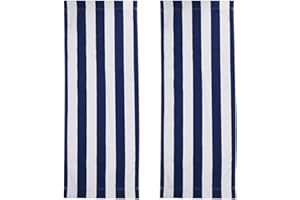 GLFLOW Recliner Replacement Fabric Folding Beach Chair Cover Deck Lounger Sun Replacement Cloth White Blue Striped Polyester Chairs 120X44cm(2pcs)