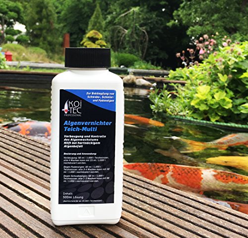 Algenvernichter (0,5 l) für kristallklares Wasser im Teich – gegen Fadenalgen Schwebealgen Schmieralgen, Algenentferner Fadenalgen-Stopp Algizid gegen Algen, fadenalgenfrei durch Fadenalgenvernichter Koiteich Gartenteich - 3