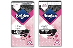 /LAGHMAN Laghman Bundle for Bodyform Dailies Lot de 2 x 21 protège-slips noirs – Super absorbants, absorbant les odeurs, protection de la zone V | Conçu pour les sous-vêtements noirs | Lot de 2 x 21 (total de