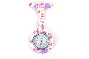 Boolavard Affaire Infirmière de Silicone Docteur Tunique Montre Broche (Pale Violet Fleurs)