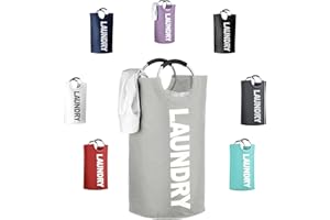 IHOMAGIC 120L Cesto para Ropa Sucia - Cestos para la Colada con Asas de Aluminio Plegable Bolsa de Lavado Portátil Organizador Lavandería, Gran Cesta de lavandería para Hotel Familiar (XL, Gris)