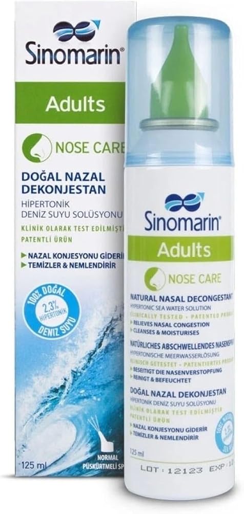 Sinomarin Adults Yetişkinler İçin Doğal Nazal Dekongestan, Deniz Suyu, 125 ml
