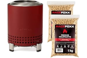 ROCK FOXX. COM Solo Stove Mesa Tischfeuer inkl. 2 kg Holzpellets, Raucharm, Deko für Garten, Terrasse und Balkon, Mit Pellets/Holz, Edelstahl, Inkl. Standfuß, Aufbewahrungsbeutel, 17,5 x 13cm, 635g, Mulberry
