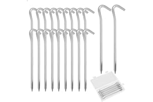 GIGTOOP Lot de 20 Pcs Piquets de Tente,Piquet de Fixation,Sardine Tente Argenté Piquets de Tente en Piquets de Fixation Sol Crochet pour Le Camping et l'extérieur Pique-Nique Randonnée Pêche