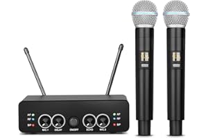 Depusheng R3 Karaoke Wireless Mikrofon Vollmetall Dual Handmikrofon für Karaoke Kirchen Hochzeiten Konferenzen und Partys