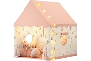 Benebomo Tenda da gioco per bambini, Design della casa con tende, Casetta per bambini da interni per giocare, dormire e riposare, Rosa