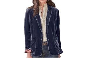 Tomwell Femme Élégant Blazer en Velours à Manches Longues Slim Fit Un Bouton OL Bureau Affaires Veste De Costume Devant Ouvert Manteau Top Cardigan Blouson Jacket
