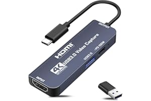 QIQIAZI USB 3.0 Video Capture Card with 100W Power Supply & 3.0 Port,4K HDMI to USB C/USB A Capture Card, for Live Streaming, Gaming, Video Audio Recorder, 1080p 60hz Grabber Compatible with Camera