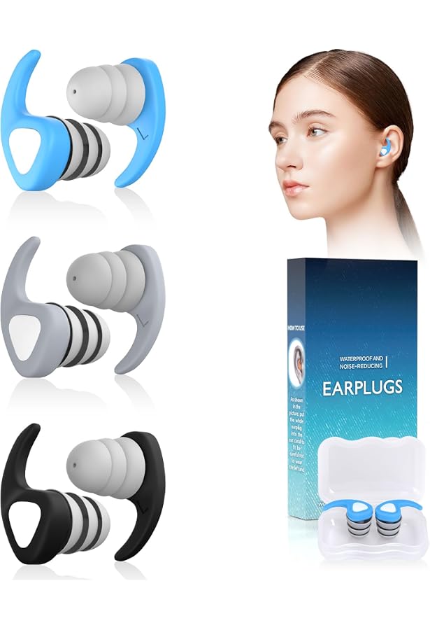 Bouchons D'oreilles étanches Réutilisables - 2 Paires Avec Cordon - Natation, Douche, Surf - Eargrace