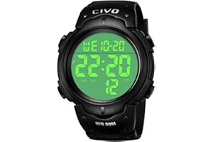 CIVO Montre Homme Sport Militaire Étanche Montre Digitale Chronomètre Alarme Lumière LED Montres Bracelet Hommes Numerique Mode Grand Cadran