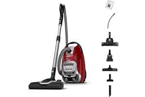 Rowenta Silence Force Effitech Aspirateur avec Sac, Basse Conso, Silencieux 57 DB(A), Filtration Haute efficacité, Rayon d'action 12 m, 4,5L RO7474EA, Rouge Tanin