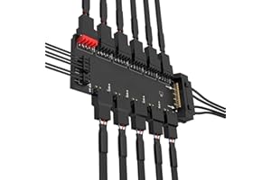 ARGB i PWM Hub, 5 portów 5 V 3PIN ARGB i 6 portów 12 V 4-pinowy PWM Hub wentylatora do adresowalnego oświetlenia RGB, zasilacz 12 V 4-pinowy SATA, 2 w 1 synchronizacja procesora wentylator chłodzący