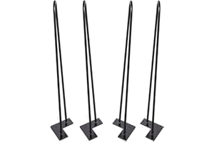MSOBAIW Hairpin Legs 28 inch Set of 4, DIY Furniture Metal Table Legs Perfect for Coffee Table, Dining Table, Designer Desk, Nightstand, 3/8" Diameter Satin Black Two-Rod Mid Century Modern Style