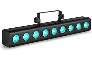Fuzzix ORION LED Light Bar Batten - 9x 6W RGBW 4-in-1 LEDs, DJ Bar with Remote Control, Pre-Programmed Shows, Sound-To-Light Mode, High-Powered Adjustable Mounting Fixture